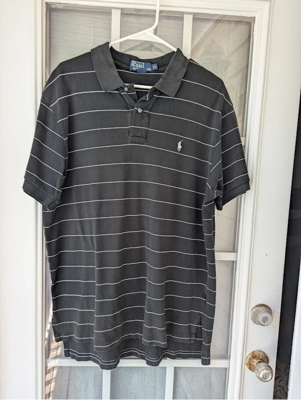 Polo Ralph Lauren Polo Shirt Men XL Black Striped Single Stitch 23.5x29x31.5 PRL